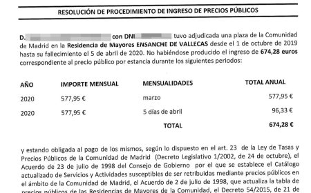 Hijos de fallecidos en las residencias de Madrid durante la pandemia reciben cuatro años después cartas reclamando las deudas
