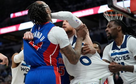 Siete expulsados en una monumental pelea en la NBA entre los Timberwolves y los Pistons