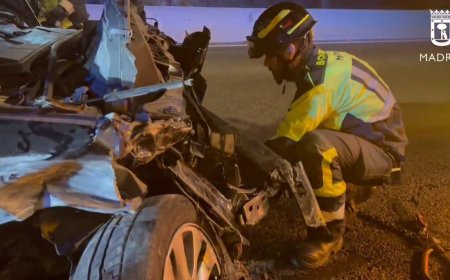 Una mujer muerta y cuatro heridos en un accidente por alcance en la M-40 a la altura de Moratalaz