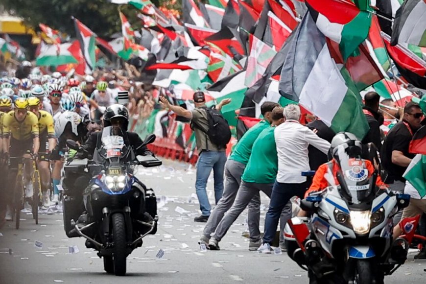 Las protestas contra Israel obligan a suspender el final de la etapa de la Vuelta en Bilbao