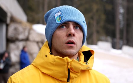 El piloto de skeleton ucranio Vladylsav Heraskevych, descalificado de los Juegos por usar un casco con imágenes de atletas fallecidos en la guerra