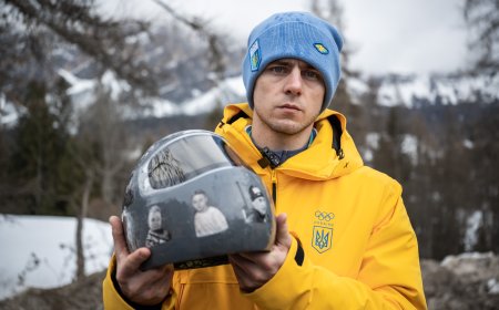 El piloto de ‘skeleton’ ucranio Vladylsav Heraskevych, descalificado de los Juegos por usar un casco con imágenes de atletas fallecidos en la guerra