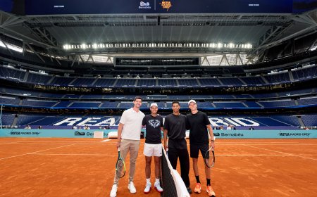 La foto incompleta de Florentino Pérez, por un día juez de silla: con Nadal, pero sin Federer en el Bernabéu