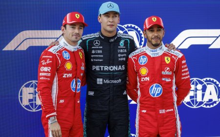 Russell caza la ‘pole’ seguido de los Ferrari y Verstappen se estrella contra el muro de su casa