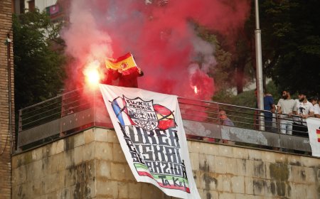 La policía identifica a cinco violentos que intentaron sabotear la transmisión de la final del Mundial en una pantalla gigante en Bilbao
