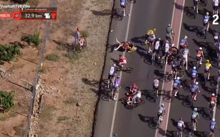 Pogacar se cae a falta de 32 kilómetros de meta y abandona La Vuelta en la octava etapa