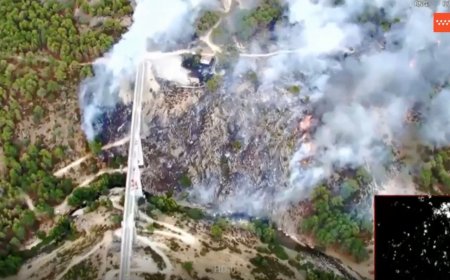 Declarado un incendio de grandes dimensiones en el municipio madrileño de Santa María de la Alameda