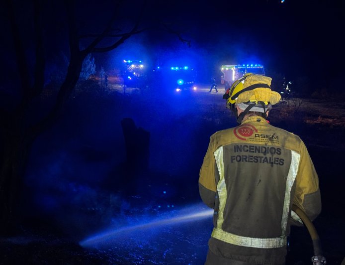 La lluvia caída de madrugada ayuda en la extinción del incendio de Santa María de la Alameda