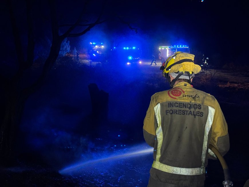 La lluvia caída de madrugada ayuda en la extinción del incendio de Santa María de la Alameda