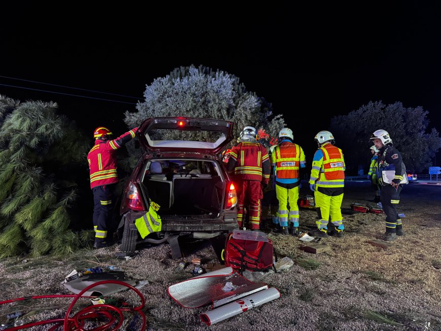 Un hombre, herido grave al salirse de la vía, subirse a una rotonda y chocar contra un árbol en Griñón