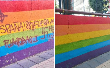 Un colegio público de Madrid amanece con una pintada nazi dentro del patio: “¡Arriba España! Maricones fuera de aquí”