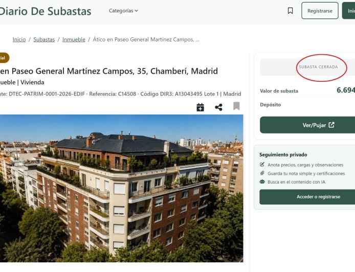 El Gobierno de Ayuso no encuentra comprador para el ático de Chamberí por segunda vez